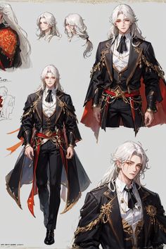 the concept art for an upcoming video game is shown in full color and black, with white hair