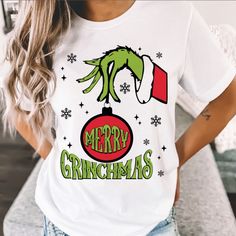 Comes On A 100% Gildan Cotton Tee In White, Black Or Gray. Cute Shirt To Add To Your T-Shirt Collection. Message Me For "White" Tee. Thank You! Grinch Shirt, Grinch Shirts, Grinch Svg, Merry Grinchmas, Y2k Baby Tee, Grinch Christmas, Cute Shirt, Svg Free, Mom Tees