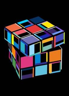 a colorful cube on a black background