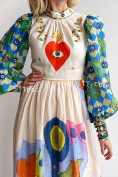 Vacation Wear, Heart Dress, Lantern Sleeve, Art Fashion, Lantern Sleeves, Upcycle Clothes