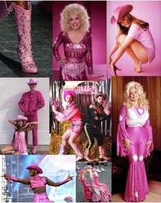 many different pictures of women in pink outfits