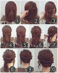 Peinados Fáciles Para Cabello Corto, Hair Updo, Braided Updo, White Bow, Girls Bows, Hair Dos, Trendy Hairstyles