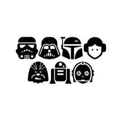 the star wars logo is shown in black and white, with different masks on it