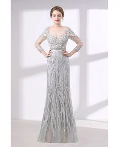 Cheap Prom Dresses Uk, Prom Dresses Under 100, Beaded Evening Gowns, Sequin Evening Gowns, Long Sleeve Evening Gowns, Prom Dresses Long Mermaid, Long Sleeve Gown, Dress Fitted, Mermaid Evening Dresses