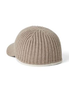 Imagine taking a classic baseball cap and elevating it with a luxurious touch. This piece blends the casual comfort of your favorite hat with the refined elegance of a wool, cashmere, and silk blend. It's the perfect accessory for adding a bit of sophistication to your everyday look. Light brown virgin wool/cashmere/silk blend Knitted construction for a cozy feel Stylish stripe detailing Curved peak and round crown for a classic shape Cotton Beach Towel, Crown Design, Leather Cap, Knit Cap, Dove Grey, Scarf Jewelry, Brunello Cucinelli, Striped Knit, Light Brown