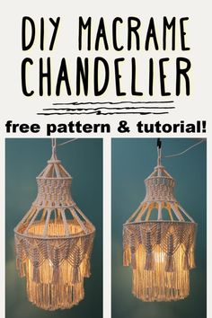 the diy macrame chandelier is free pattern and instructions