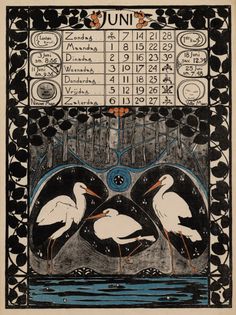 a drawing of two birds standing next to each other in front of a table with numbers on it