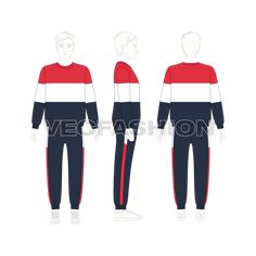 Kids Boys Sweatsuit Sporty Color Block White Sets, Illustrator Template, Flat Sketches, All Kids, Block Design, Fashion Flats, Kids Boys, A Color, Contrasting Colors