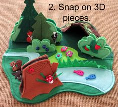 "The LindyJDesign Special is ON! Purchase 3 patterns and get a 4th pattern FREE! Free patterns are E-MAILED. Just message me for which pattern you would like. Watch a video of this quiet book in action: This is the listing for pattern #1 in my ZOO series: THE WOODLAND Habitat (Make all the habitats to create a fun ZOO with pathways!) *Open the cover to see a woodland LANDSCAPE: forest, meadow, a river and a 3D animal burrow. *Make these adorable felt woodland ANIMALS: bear, raccoon, moose, fox, Felt Busy Book Ideas, Felt Woodland Animals Pattern Free, Animal Burrow, Woodland Felt Animals, Felt Landscapes, Felt Patterns Free, Felt Woodland, Forest Meadow