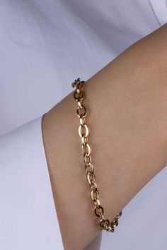 "ITEM DETAILS ❆All our jewelry are hand made with Love. ❆Material: 14K Gold ( 585). ❆Available colors: Gold, Rose Gold, White Gold. ❆Available Sizes: Look Size Option (Contact for different sizes) ❆Each item is made to order ❆ DO YOU LIKE THIS BRACELET ? ❆ You can get more information about it below but if you have any questions, just click the \"Message Sergen Vural \" button and I will be very happy to hear from you ☺ PACKAGING ❆Comes ready to gift in a beautiful jewelry box. ❆It comes with a Fine Jewelry Gold Link Bracelet As Gift, Rose Gold Cable Chain Bracelet Gift, Rose Gold Cable Chain Bracelet As Gift, Fine Jewelry Chain Link Bracelet Gift, Gift Rose Gold Oval Link Chain Bracelet, Rose Gold Cable Chain Bracelet, Fine Jewelry Link Bracelets As Gift, Fine Link Bracelets As A Gift, Elegant Charm Bracelet With Cable Chain As Gift