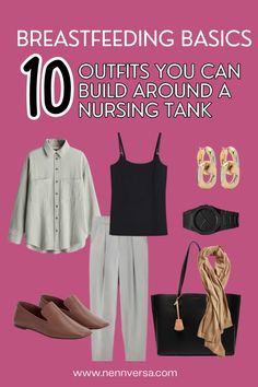 This blog post presents 10 stylish outfits you can easily build around a nursing tank. Discover how this breastfeeding essential can be layered and paired with other wardrobe staples to create comfortable and functional looks, perfect for new moms who want to stay chic while nursing. Nursing Tank Top, Breastfeeding Essentials, Nursing Tank, Creative Outfits, Tank Outfit, Practice Outfits, Nursing Mom, Nursing Clothes