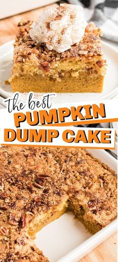 the best pumpkin dump cake recipe is made with just three ingredients and it's ready to be eaten