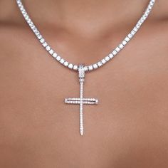 The cross is the oldest symbol for Christianity and has become a universal sign of sacrifice. The Nail Cross, also known as "The Cross of Suffering," is detailed with larger CZ Stones, intricately hand-placed to give the pendant a shine that will stand out from the crowd. Carry it with you always, with this elegant version of the Nail Cross. Show off your faith with a GLD original. This product is guaranteed for life - GLD will repair the item should you experience any defects in craftsmanship o White Nails With Gold, Nail Cross, Old Symbols, Vermeil Jewelry, Custom Earrings, Gold Nails, Drop Necklace, Pendant Bracelet, Cz Stone