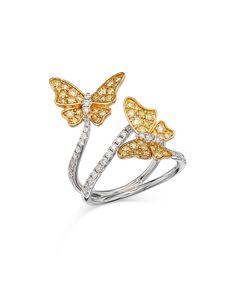 Find Bloomingdale's Fine Collection Yellow & White Diamond Butterfly Ring In 14k Yellow & White Gold- Exclusive on Editorialist. Bloomingdale's Fine Collection Yellow & White Diamond Butterfly Ring in 14K Yellow & White Gold- Exclusive Diamond Butterfly Ring, Diamond Butterfly, Butterfly Ring, Womens Jewelry Rings, White Diamond, Yellow White, White Gold, Women Jewelry, Luxury Fashion