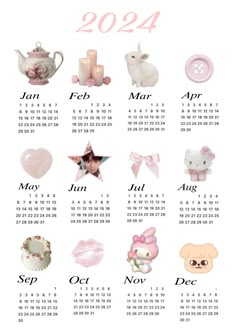 a calendar with different items on it for the year 2011 and 2012, including teddy bears