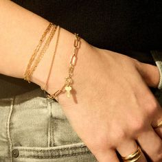 A shiny chain that cuts a cool line, with an uptown girl goes downtown, very New York feeling. Reimagined in a bigger & better than ever scale, in honor of our 20th Anniversary. A lightweight and semi-hollow chain that's exceedingly easy to wear. Looks SO SO good in a Catbird bracelet jumble. Modern Chain Link Gold Bracelet, Luxury Paperclip Chain Link Bracelet, Gold Cable Chain Bracelet, Modern Double Chain Bracelet As Gift, Modern Double Chain Bracelet For Everyday, Elegant Double Chain Charm Bracelet, Modern Charm Bracelet With Rectangular Links, Modern Chain Link Charm Bracelet, Gold Chain Link Bracelet With Box Chain