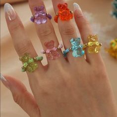 Brand New Unworn Listing Is For All 6 Rings Trendy Yellow Ring As Gift, Yellow Rings For Summer Gift, Cute Adjustable Rings For Parties, Cute Adjustable Party Rings, Adjustable Cute Party Rings, Bear Ring, Beads Candy, Love Knot Ring, Antique Silver Rings