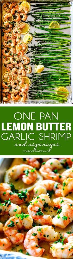 one pan lemon butter garlic shrimp is an easy and delicious side dish that's ready in under 30 minutes