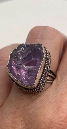 Vintage purple amethyst cocktail ring statement Large genuine free form amethyst Vintage ring Low content silver not sterling. Our jeweler charges a $20 re sizing fee. All rings are shipped free in the US in a nice gift box. Check out our over a THOUSAND great reviews Engraving is $4 per letter and is not always perfect depending on the piece. It can take a few days if the jeweler is busy. This is payable to Paypal Judithsltd@gmail.com Nickel-free Purple Rings For Jewelry Making, Silver Amethyst Ring With Large Stone, Large Stone Amethyst Ring Spiritual Style, Spiritual Silver Amethyst Ring With Large Stone, Spiritual Amethyst Ring With Large Stone, Large Stone Spiritual Amethyst Ring, Spiritual Large Stone Purple Amethyst Ring, Spiritual Purple Amethyst Open Ring, Fine Jewelry Amethyst Ring With Large Stone