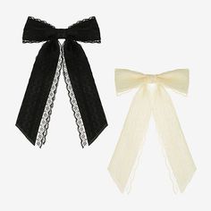 # Pieces In Set: 2Included: 2 Hair Bow(s)Features: BowMeasurements: 6 Length/Inches, 1.75 Width/InchesFabric Description: LaceCare: Wipe CleanHair Good Type: BowsCountry of Origin: Imported Black Adjustable Bow For Formal Occasions, Elegant Black Bow With Butterfly Knot, Black Satin Bow For Business, Black Bow Hair Accessories For Wedding, Elegant Black Hair Accessories With Decorative Bow, Product Description, Hair Bows, Jewellery And Watches, Women Jewelry