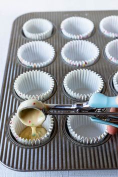 cupcakes being made in muffin tins with the words 12 cupcake tips how to make perfect cupcakes every time