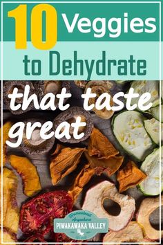 the cover of 10 veggies to dehydraate that taste great by pwakaka valley