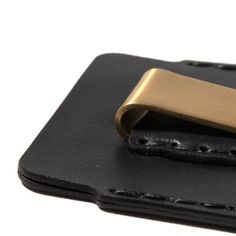 Simple Card Wallet with Money Clip // Black - Bexar Goods Wallet With Money, Simple Wallet, Saddle Stitch, Card Storage, Leather Pieces, Simple Cards, Clip Ins, Money Clip, Card Wallet