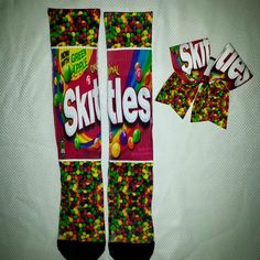 #skittles #cheer #socksandbowsets #blingonthebows #bows www.blingonthebows.com Green Apple, Reusable Tote Bags, For Sale