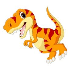 an orange and red dinosaur with it's mouth open, standing on one leg