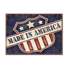 an american made in america sign with stars