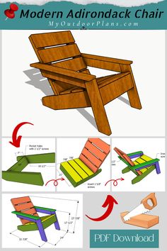 the instructions for how to build a modern adirondack chair