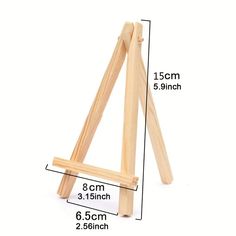 a wooden easel is shown with measurements for the height and width, along with an additional