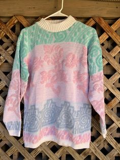 Vintage 1980s 'Teasers' pastel glitter pullover//sweater - size M -Sweater is in great vintage condition. -Sweater is a size Medium (I am guessing) and has a longer oversized fit. -Please know that I do not accept returns so let me know if you have any questions regarding this listing. (: Pastel Sweatshirt, 1980s Vintage, Oversized Fits, Pullover Sweater, Pullover Sweaters, Sweater Outfits, Sweater Sizes, Tunic Tops, Men Sweater