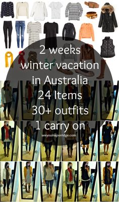 two weeks winter vacation in australia with clothes and accessories