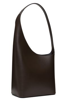 Aesther Ekme: Brown Demi Lune Bag | SSENSE Brown Calf Leather Hobo Bag For Business, Business Brown Calf Leather Hobo Bag, Evening Brown Leather-lined Hobo Bag, Evening Brown Hobo Bag With Leather Lining, Brown Leather Lined Hobo Bag For Evening, Modern Structured Calf Leather Shoulder Bag, Modern Brown Textured Leather Hobo Bag, Modern Brown Calf Leather Hobo Bag, Brown Calf Leather Shoulder Bag