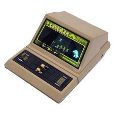 an old computer game is shown with the screen on it's display stand up