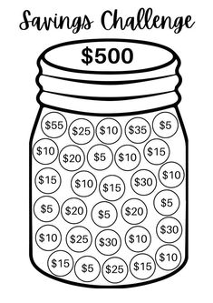 a jar filled with money for savings challenge