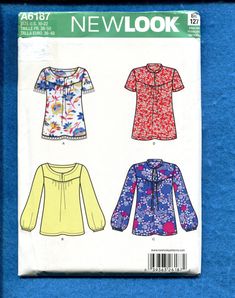 the front and back of a women's blouse sewing pattern