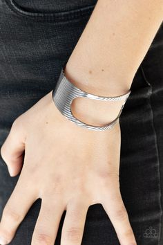 Stamped in a slanted linear pattern, a glistening gunmetal cuff featuring an airy asymmetrical cutout wraps around the cuff for a bold industrial look. Sold as one individual. Black Cuff Bracelet, Linear Pattern, Black Bracelet, Copper Cuff, Paparazzi Accessories, Black Bracelets, Stamped Jewelry, Paparazzi Jewelry, Boutique Jewelry