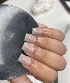 #nails #design #grey #frenchtipnails Acrylic Nails Short, French Tip Acrylic Nails, Her Nails, Simple Acrylic Nails, Work Nails, Short Square Acrylic Nails, Dope Nail Designs, Exotic Nails, Acrylic Nails Coffin Pink