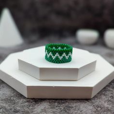 Lush Green Beaded Ring Nature Inspired Jewelry Cute Seed Bead Boho Accessory - Etsy Green Beaded Rings For Gift, Green Beaded Rings For Gifts, Jewelry Cute, Beaded Ring, Writing Gifts, Boho Accessories, Nature Inspired Jewelry, Zig Zag Pattern, Delica Beads