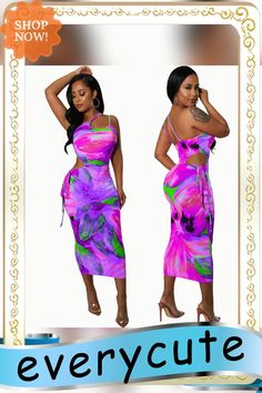 Tie Dye Hollow Out Sleeveless Bodycon Maxi Dress Purple Knee-length Bodycon Summer Dress, Summer Purple Knee-length Bodycon Dress, Purple Knee-length Bodycon Dress For Summer, Spring Beach Bodycon Dress One Shoulder, Chic Sleeveless Bodycon Dress For Vacation, Stretch Sleeveless Midi Dress With Floral Print, Purple Bodycon Midi Dress For Summer, Sleeveless Stretch Midi Dress With Floral Print, Purple Bodycon Dress For Summer