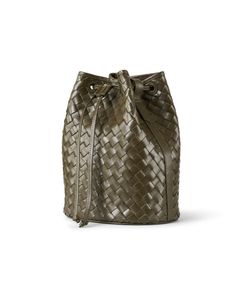 Bembien's Adele bag will be your new go-to this season. The mini bucket silhouette is woven from an olive green leather for a polished look that's perfect for day-to-day wear. Functional and stylish, you're sure to receive endless compliments. Leather Woven Bucket Bag, Modern Woven Leather Bucket Bag, Daily Use Bucket Bag With Intrecciato Weave, Woven Leather Bucket Bag For Travel, Travel Woven Leather Bucket Bag, Travel Bucket Bag With Woven Leather, Modern Green Bag With Woven Leather, Woven Leather Bucket Bag For Shopping, Intrecciato Weave Crossbody Bucket Bag For Shopping