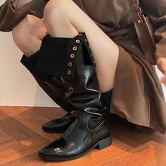 ad eBay - Womens Knee High Boots Leather Pull On Rivet Pointed Toe Low Heels Fashion Boots - Buy Now, click the link (eBay) Knee High Boots Leather, Knight Boots, Boots Flat, Leather Biker Boots, Heels Fashion, Knee High Leather Boots, Womens Knee High Boots, Biker Boots, Leather Pulls