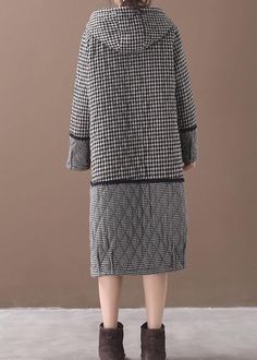 Elegant black white plaid winter coats plus size clothing hooded patchwork winter outwearThis dress is made of cotton or linen fabric, soft and breathy. Flattering cut. Makes you look slimmer and matches easlily. Materials used: cotton blendedMeasurement:One size fits all for this item. Please make sure your size doesn Plaid Winter Coat, Chiffon Shirt Dress, Winter Outwear, Patchwork Skirt, Plus Size Kleidung, Chiffon Shirt, Winter Coats, Mid Dresses, Nike Outfits