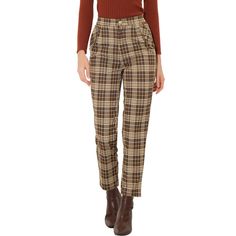 Retro and classic, this pant style with softly plaid fabric and an elastic waist. Plaid Pattern, is stylish and can be paired with blouses, sweaters, jackets, blazers, and overcoats. Perfectly pair with tops and casual shoes for a vintage and fashionable look. A classic plaid motif adds timeless sophistication to long pants with an easy design. Suitable for Casual, Street, Dating, Party, Weekend Gatherings, Holidays, and Daily Wear. Tartan Plaid Pants, Easy Design, Long Trousers, Straight Trousers, Plaid Fashion, Plaid Fabric, Plaid Pants, Look Vintage, Womens Clothing Sizes