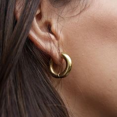 Nicole Hoop Earrings - Hey Harper: The Original Waterproof Jewelry Brand Hey Harper, Waterproof Jewelry, Jewelry Brand, Take A Shower, Golden Color, Steel Jewelry, Stainless Steel Jewelry, Behind Ear Tattoo, Free Jewelry