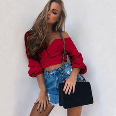 FREE SHIPPING V Neck Off Shoulder Long Sleeve Tops JKP1204 Casual Long Sleeve Crop Top For Club, Spring Long Sleeve Club Crop Top, Trendy V-neck Crop Top For Club, Spring V-neck Crop Top For Club, Casual Long Sleeve Crop Top For Party, Long Sleeve Crop Top For Summer Nights Out, Long Sleeve Crop Top For Fall Evenings, Long Sleeve Crop Top For Going Out In Fall, Casual Crop Top For Club In Fall