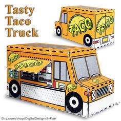 an image of a taco truck made out of paper