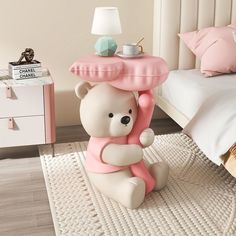 Modern Creative Bear Landing Statue with Storage Bear Room Decor, Cute Tables, Kawaii Furniture, Entrance Hall Furniture, Coffee Table Bedroom, Cabinet Bedroom, Bear Statue, Resin Figurine, Hall Furniture